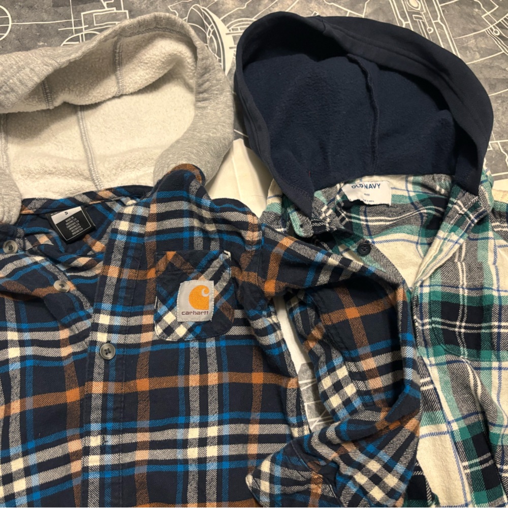 Carhartt + Old Navy Plaid Flannel Shirt with Hood - Picture 3 of 5